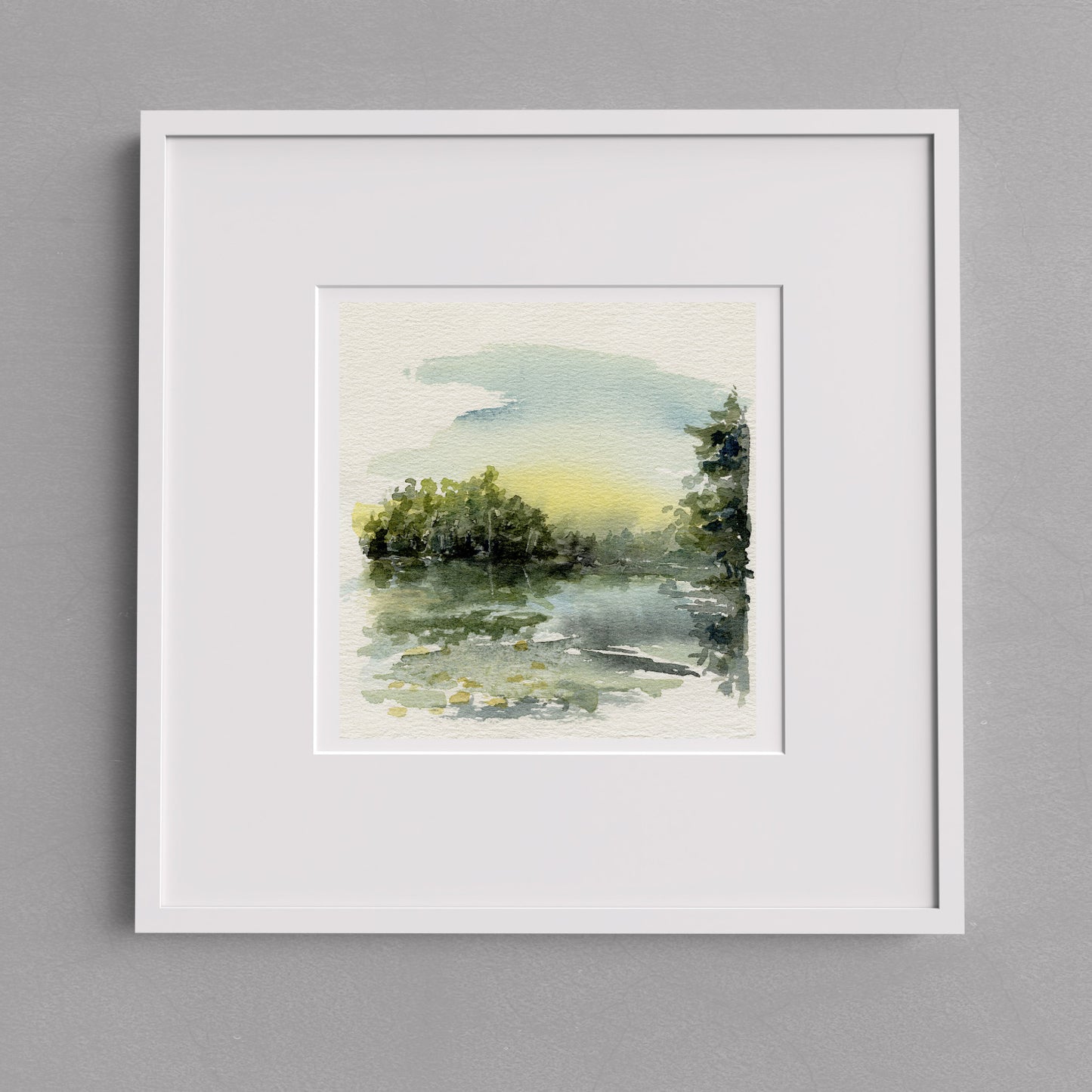 Elbow Lake 6" x 6" on handmade watercolour paper