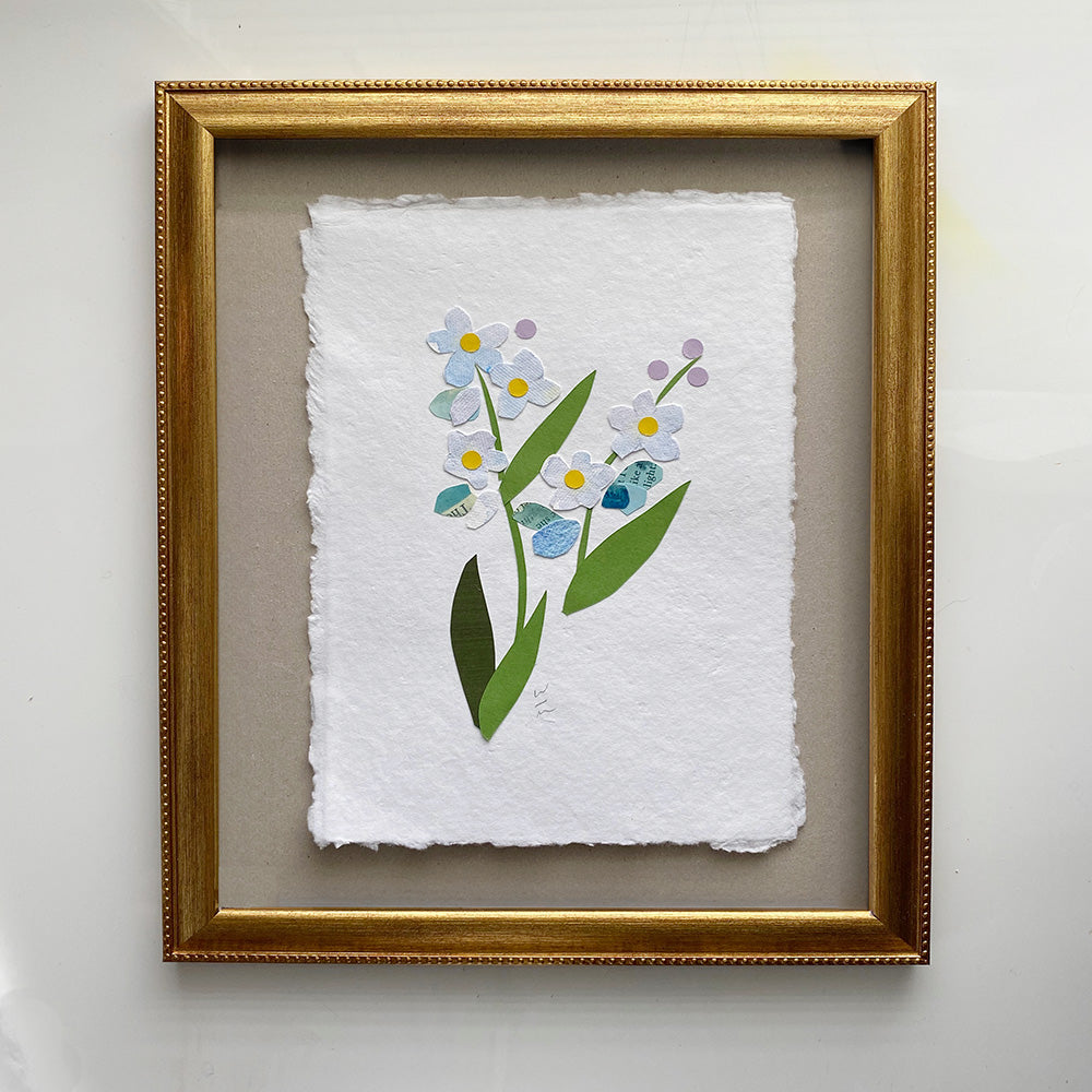 Forget me not sprig watercolour floral collage