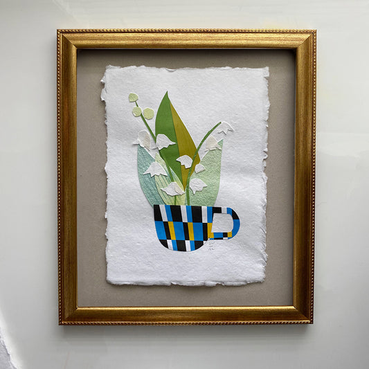 Lilies in funky cup watercolour floral collage