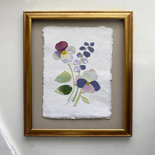 Pansy & Grapes watercolour floral collage