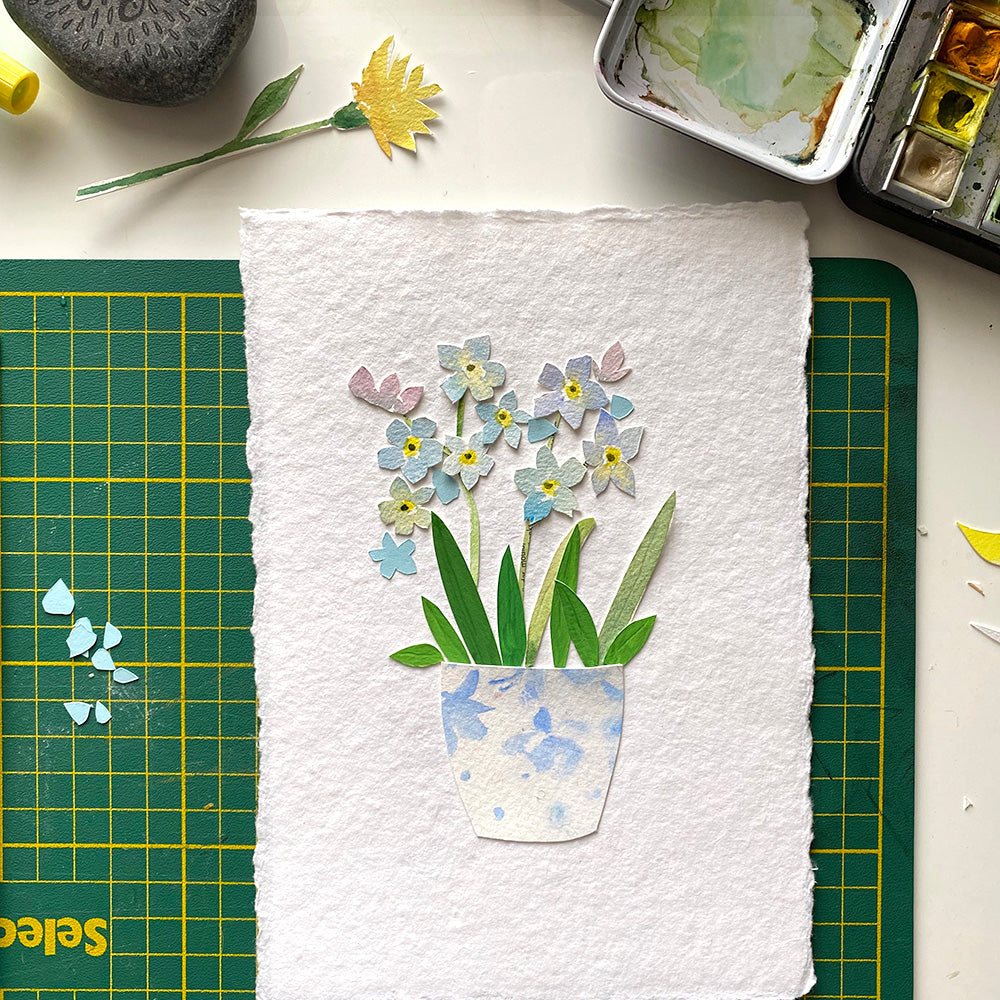 Forget me not watercolour floral collage