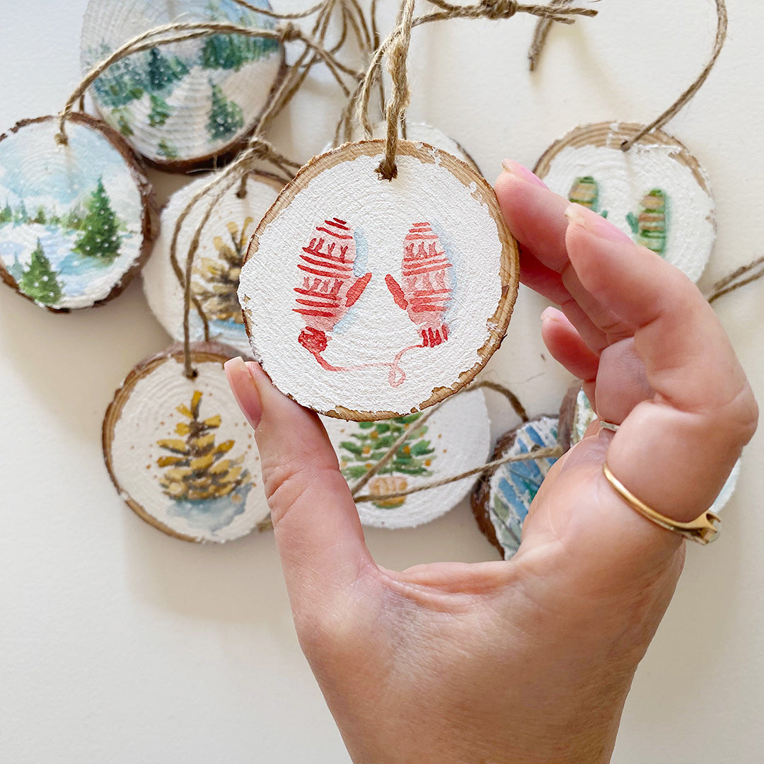 Watercolour Wood Slice Ornaments