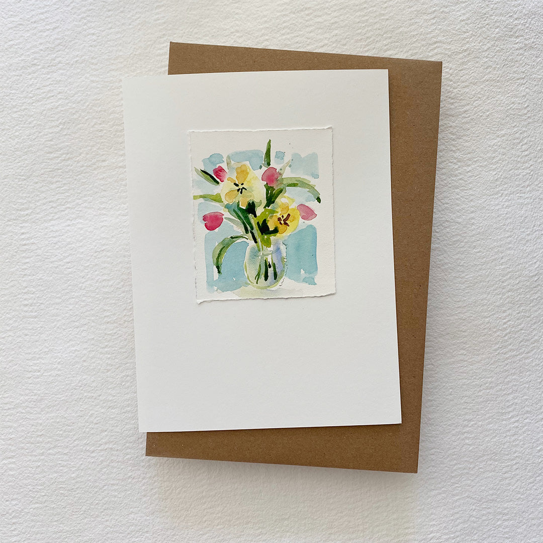 Original Watercolour Spring Tulips 1 Card