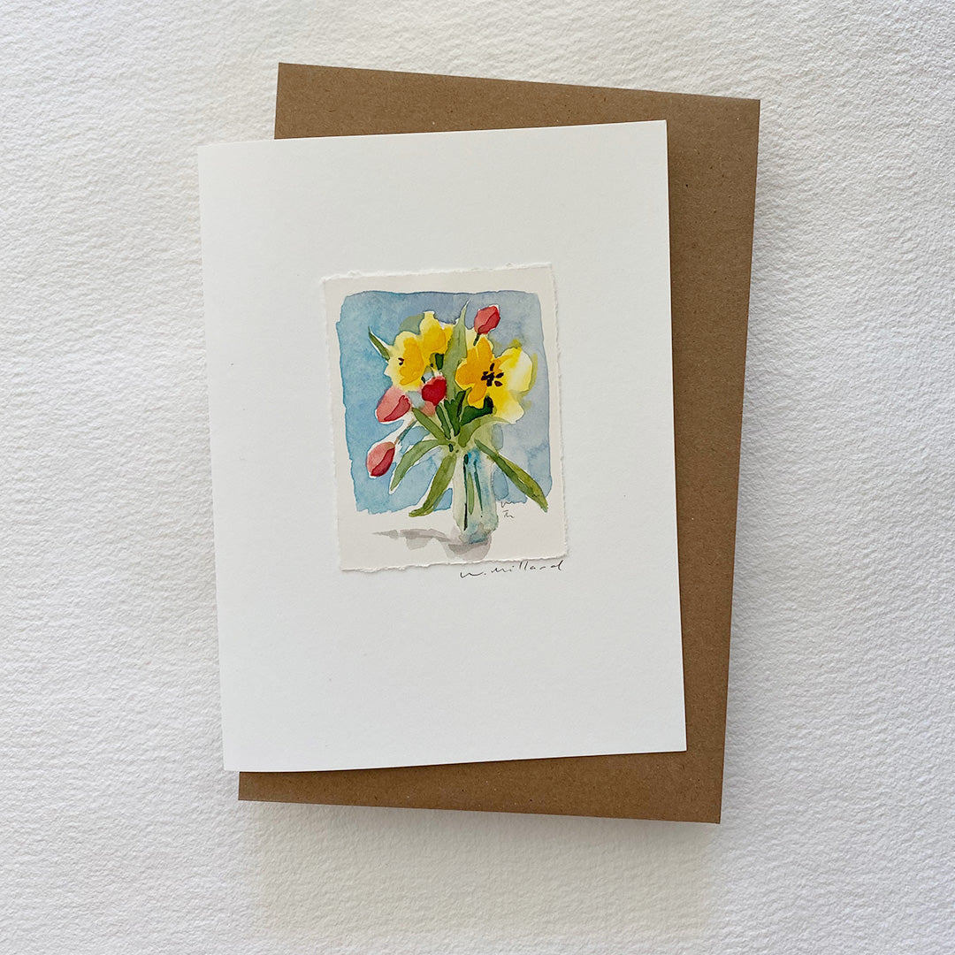Original Watercolour Spring Tulips 3 Card