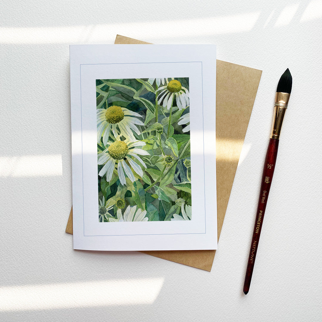 White Cone Flower Card