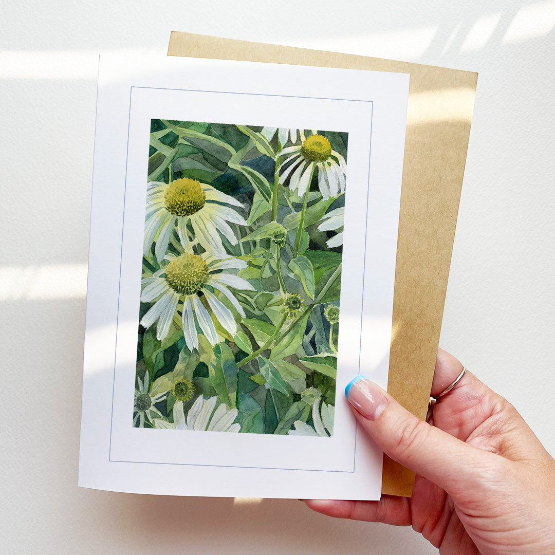 White Cone Flower Card