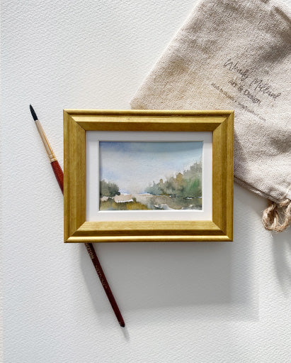 Creekside 3" x 2" Framed Original Watercolour