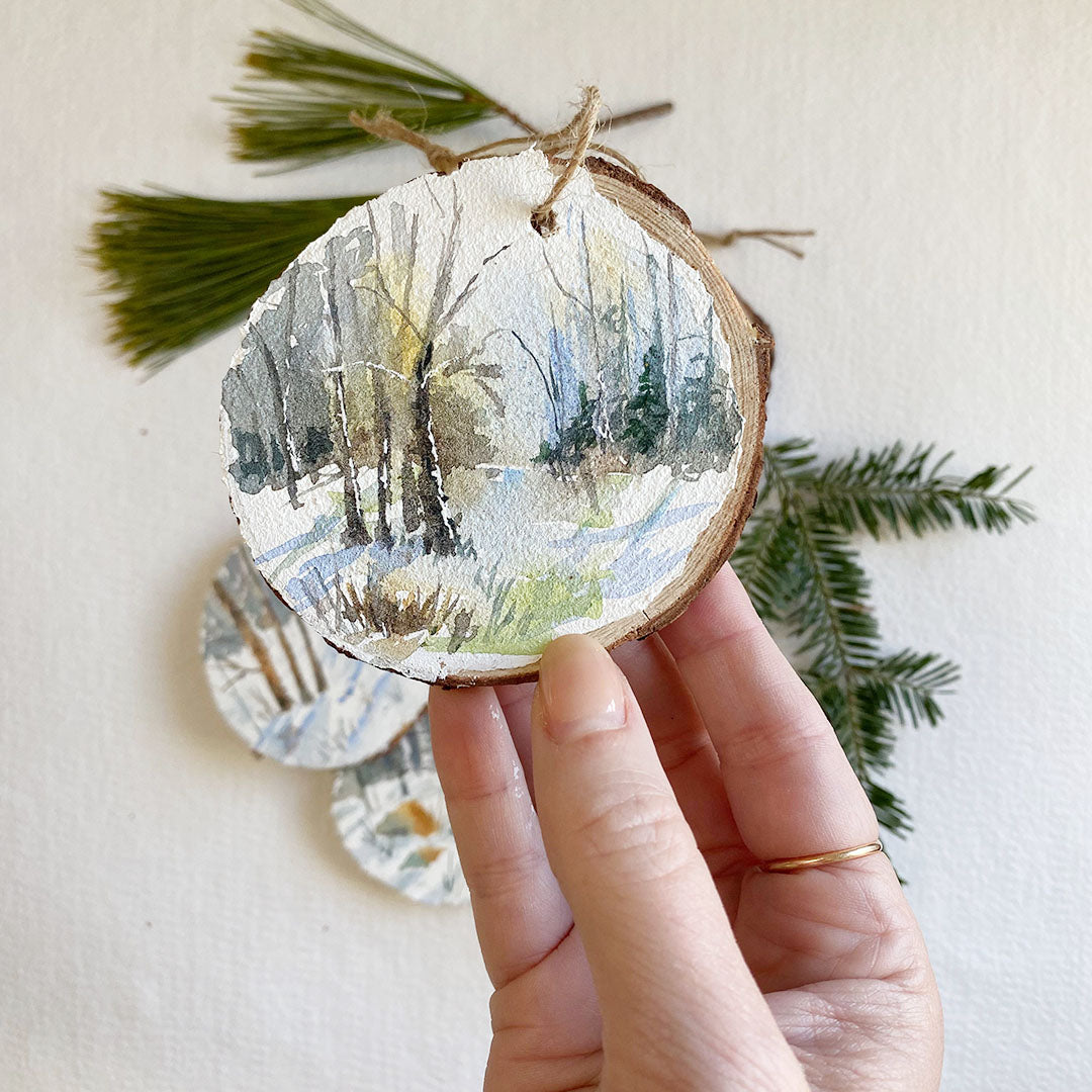 Hand painted Watercolour Wood slice Ornaments - Frontenac