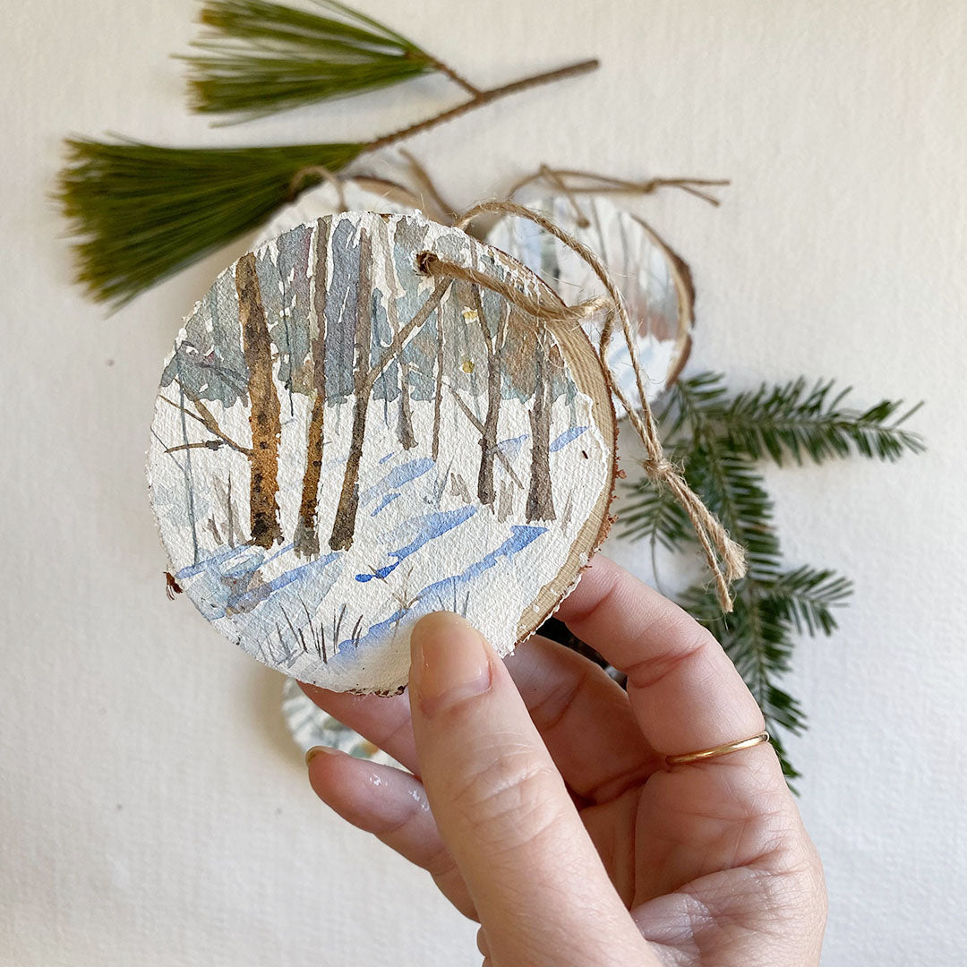 Hand painted Watercolour Wood slice Ornaments - Frontenac