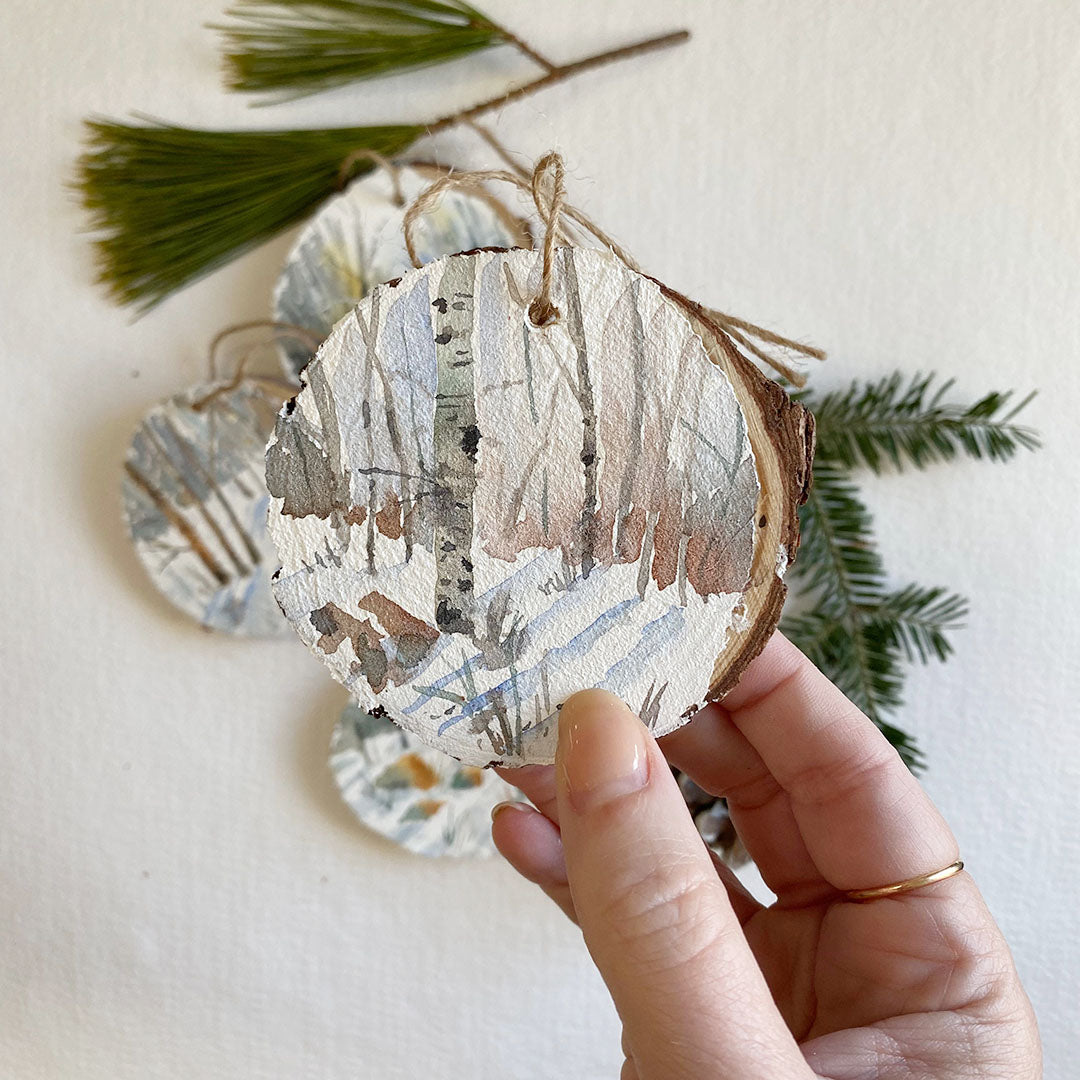 Hand painted Watercolour Wood slice Ornaments - Frontenac
