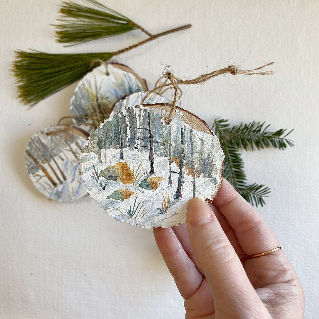 Hand painted Watercolour Wood slice Ornaments - Frontenac