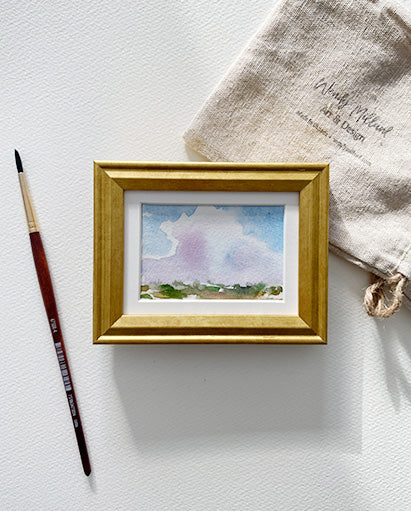 Big Pink Cloud 3x2" Framed Original Watercolour