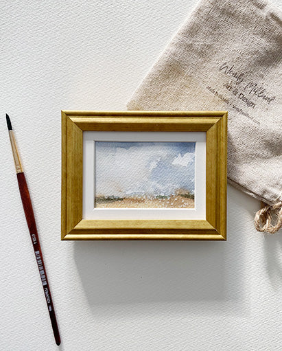 Early Snow 3" x 2" Framed Original Watercolour