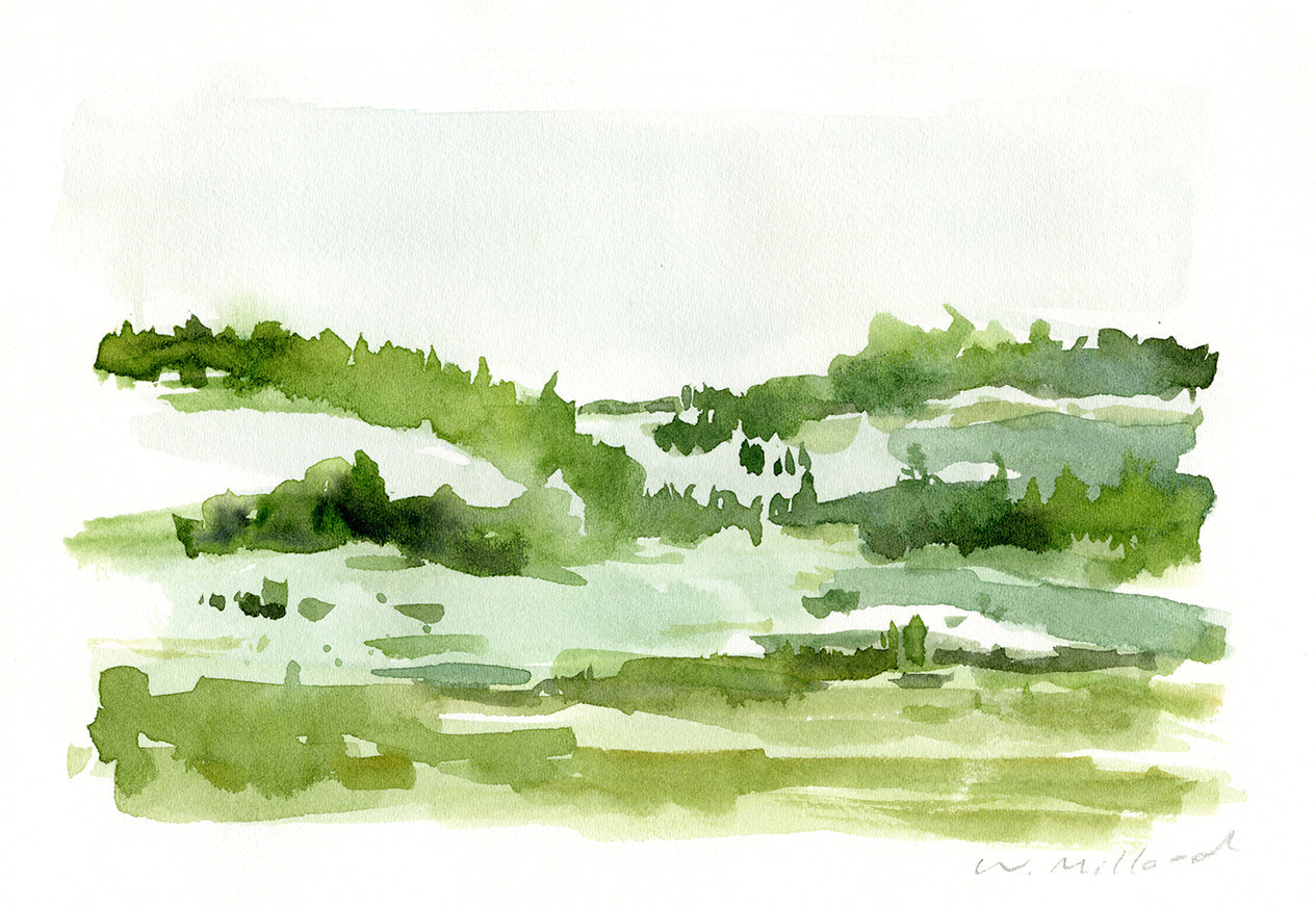 Land and Lake 5" x 7” on Fabriano watercolour paper