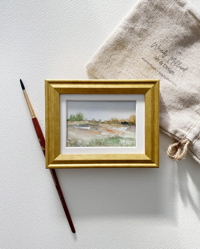 Slumber Fields 3" x 2" Framed Original Watercolour