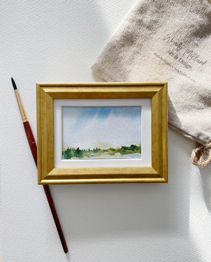 Sydenham Lake  3" x 2" Framed Original Watercolour