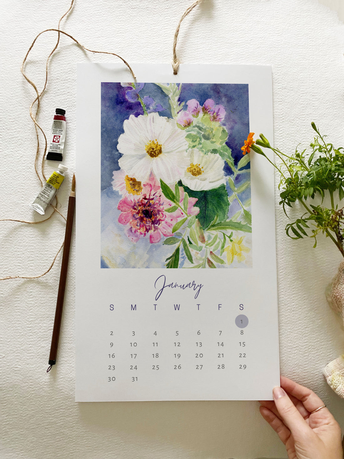2022 Floral Calendar inspired by Maple Ridge Farm by artist Wendy Millard