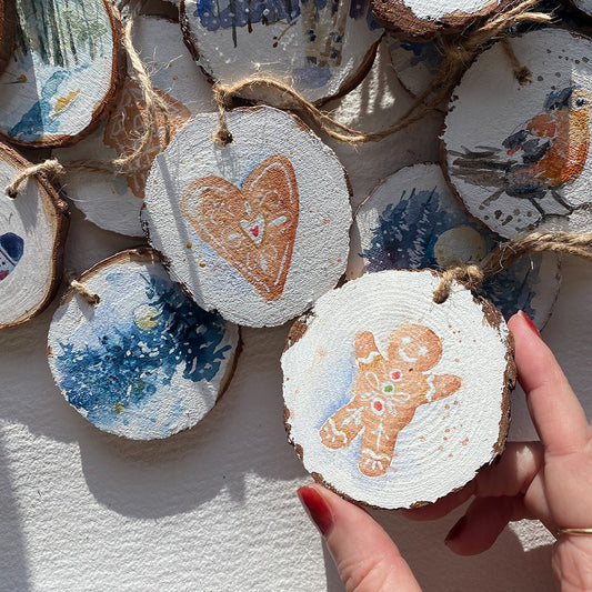 Watercolour Wood Slice Ornaments