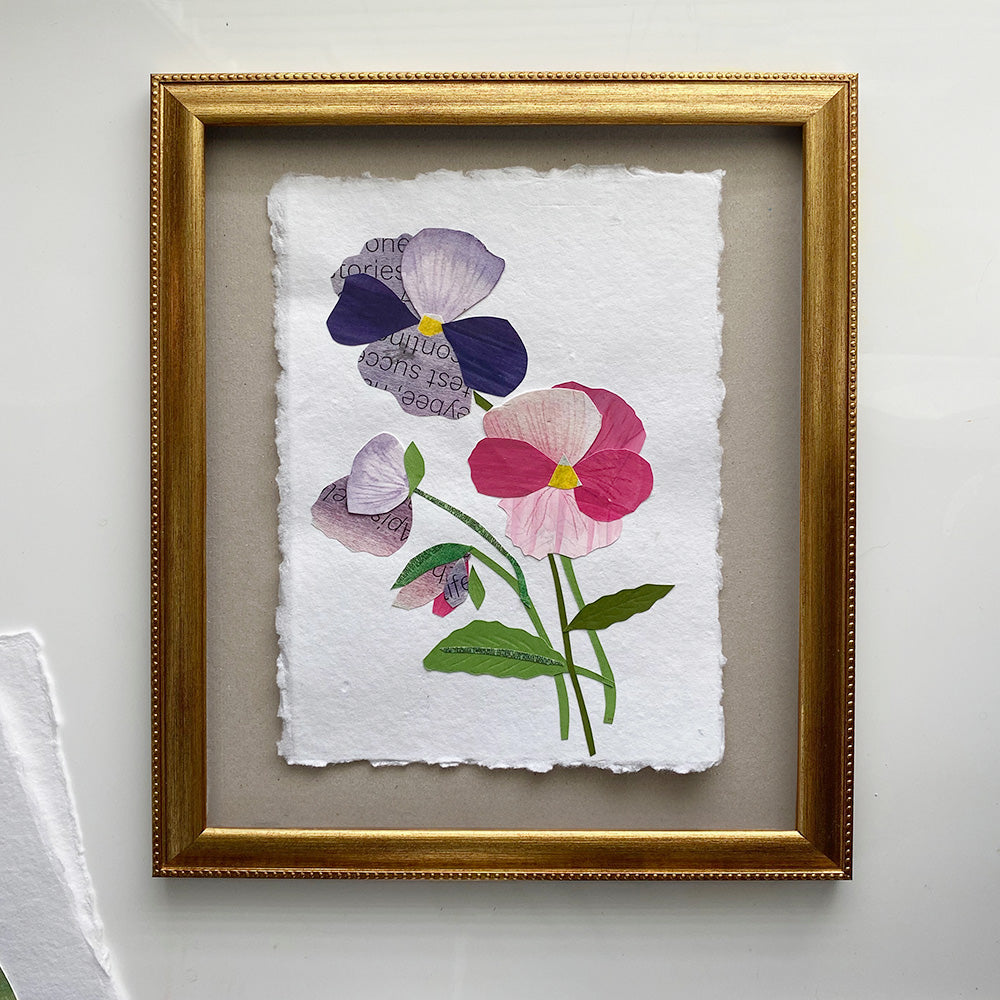 Pansy Pink watercolour floral collage