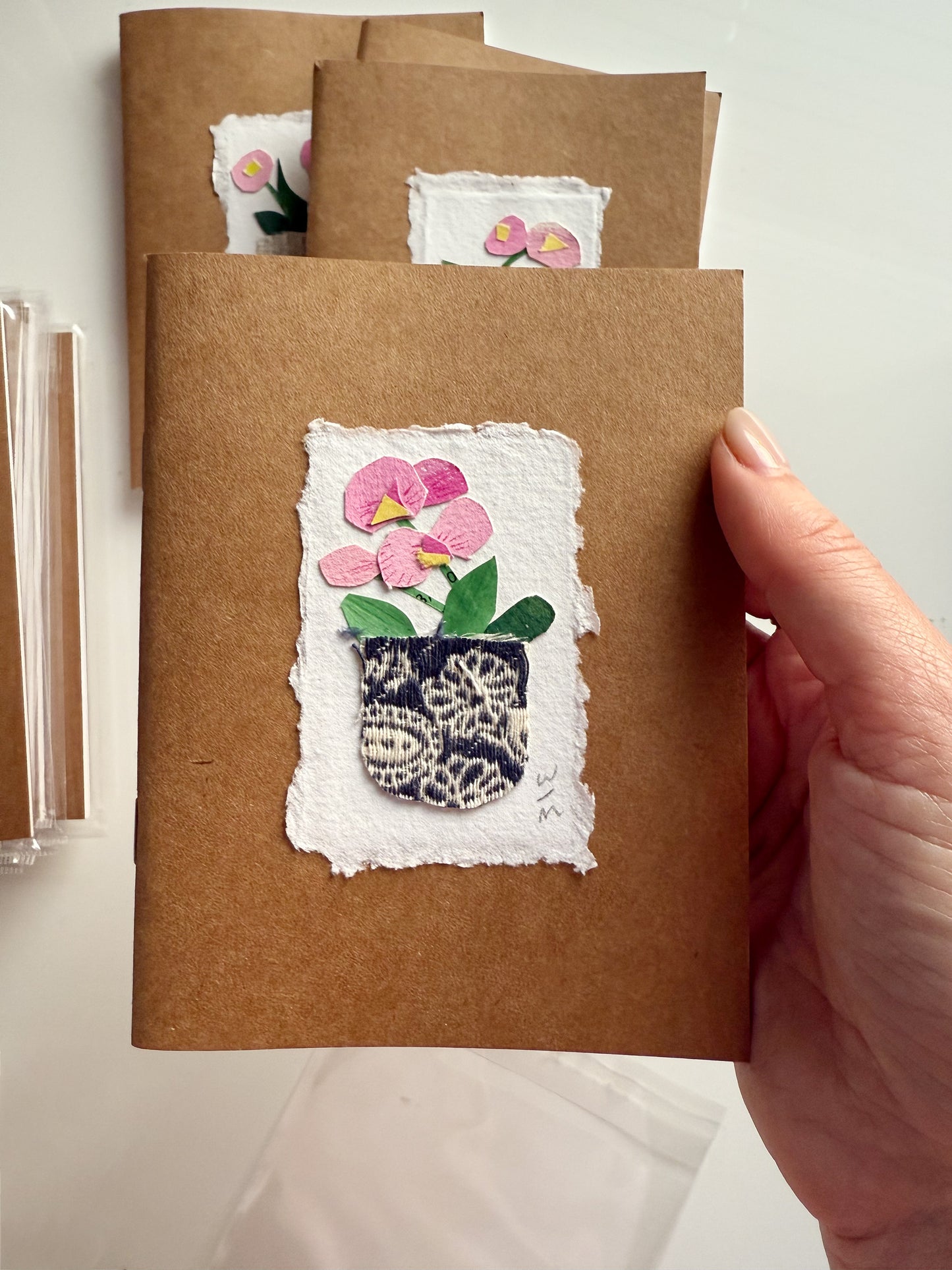 Pink Orchid Collage Note Books
