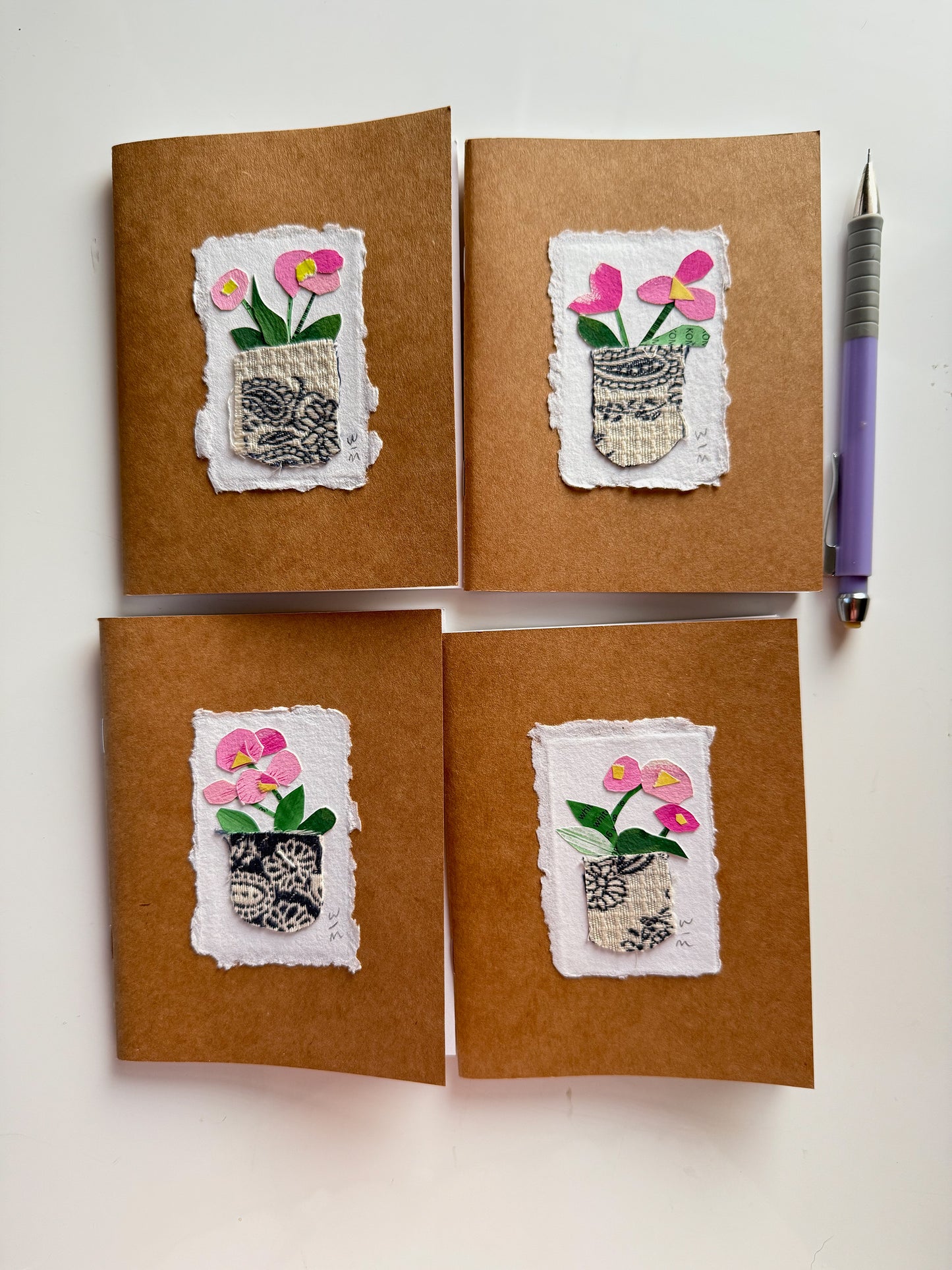 Pink Orchid Collage Note Books