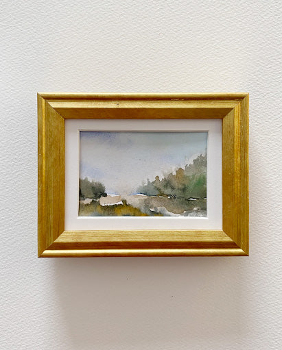 Creekside  3" x 2" Framed Original Watercolour