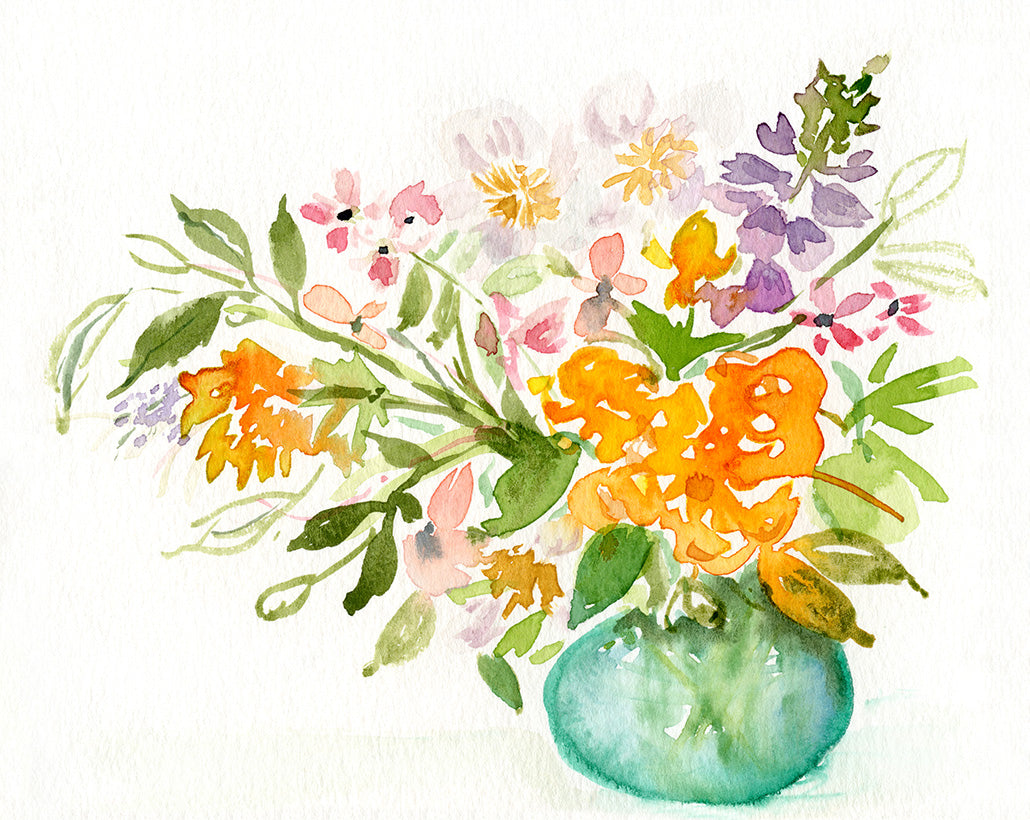 Abundance bouquet 5" x 6” on archival watercolour paper